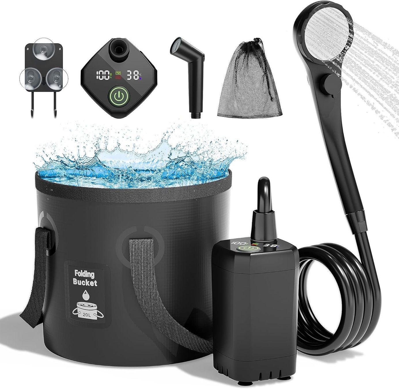 Douches: Campingdusche Set 6000mAh mit Pumpe & Falteimer – Neuf avec emballage d'origine à Zürich par jasminleut