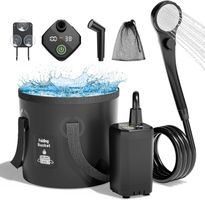 Campingdusche Set 6000mAh mit Pumpe & Falteimer