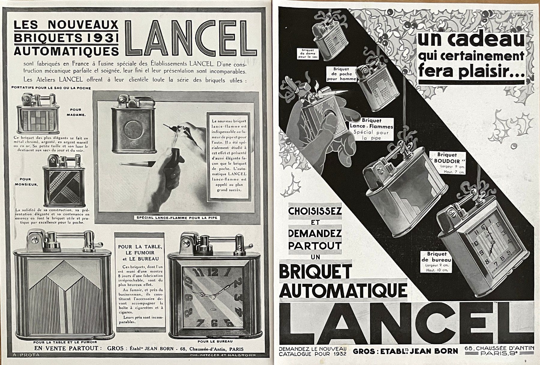 Grafica & Litografie: Lancel Feuerzeug - 5 alte Werbungen / Publicités 1930/31 – Usato da Savagnier venduto da Ne2065 2