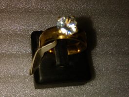 RING EDELSTHAL,,,VERGOLDET,,MIT KRISTALL