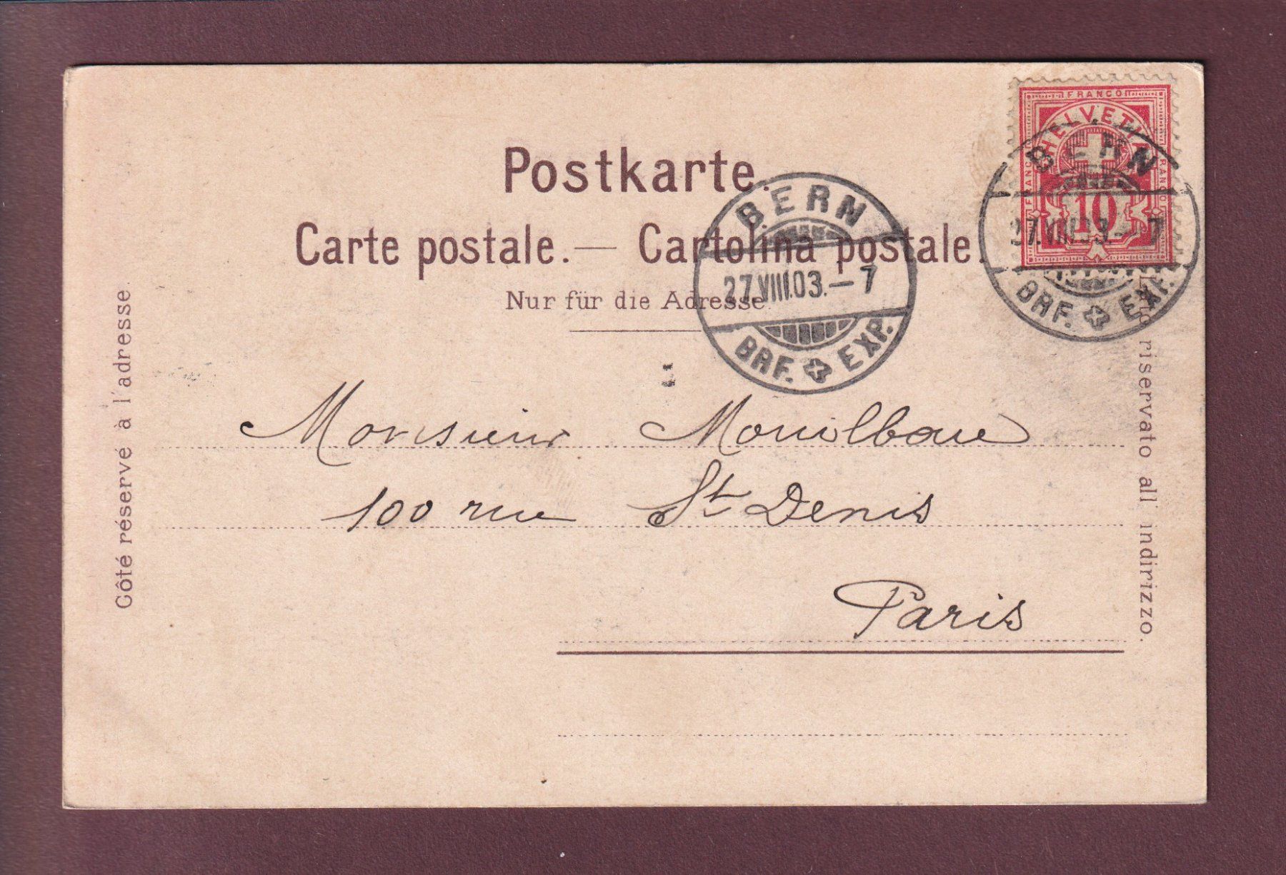 Cartoline postali: BERN - Kornhausbrücke - 1903 – Usato da Pully venduto da nicecards 1