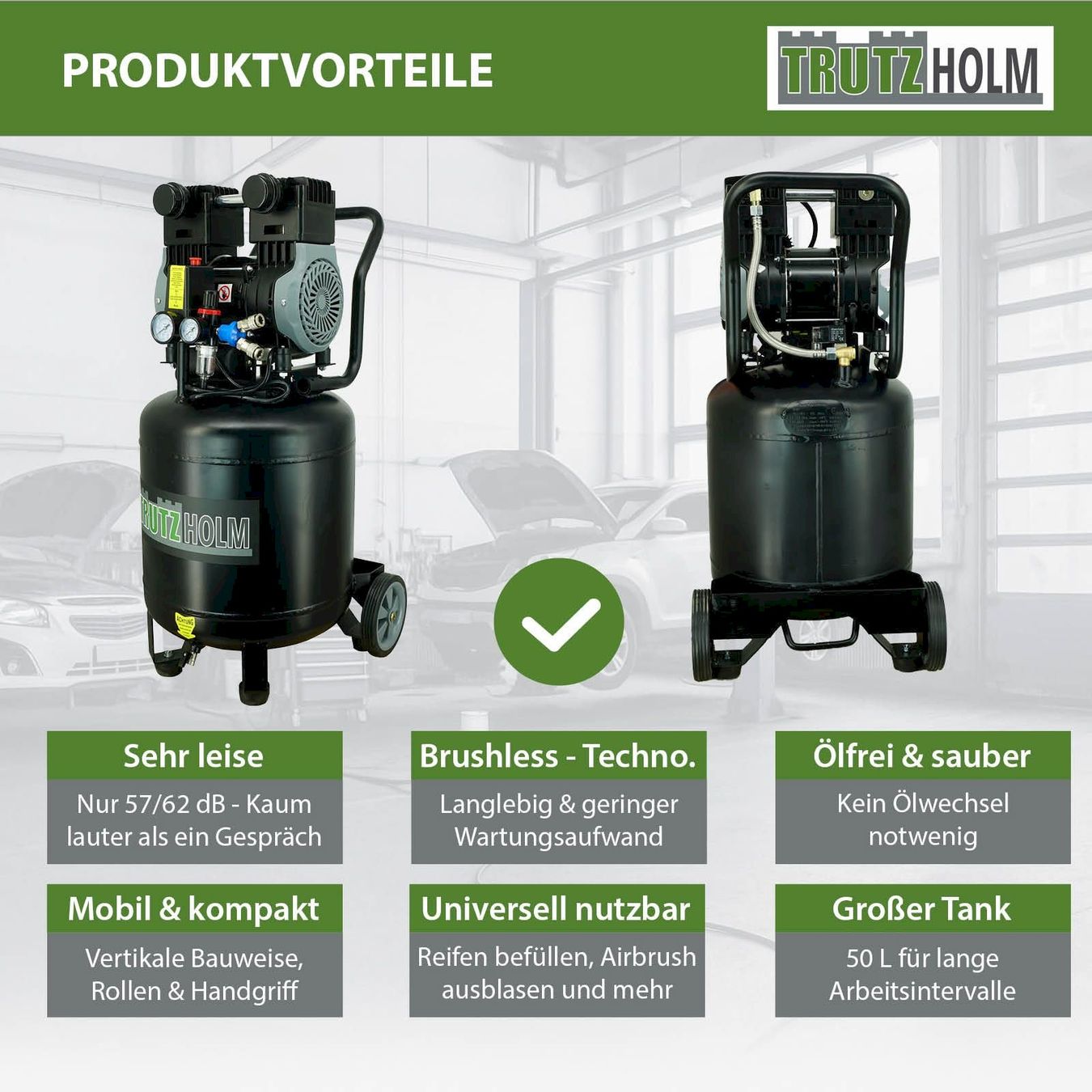 Kompressoren: Flüsterkompressor 1500W 50L 8bar 62dB – Neu und originalverpackt aus Bottighofen von zaap 6