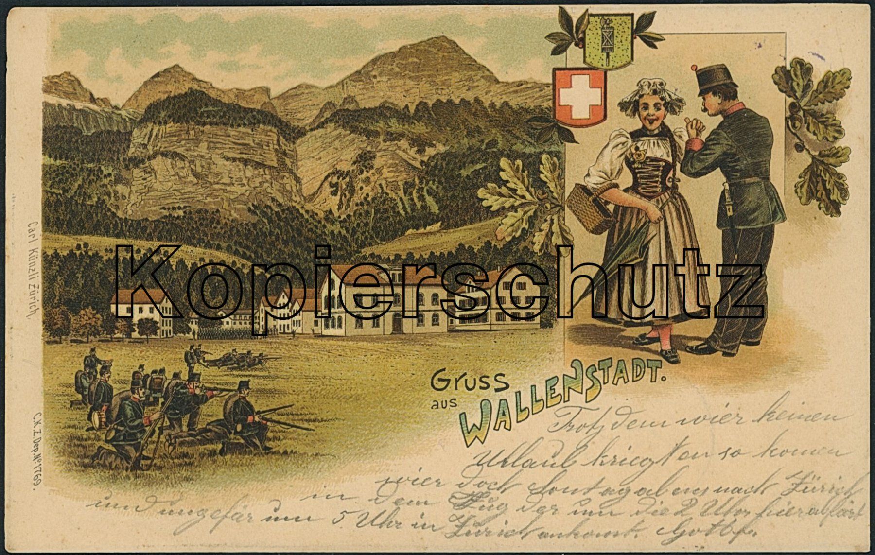 Cartoline postali: SG Walenstadt - Litho - Militär – Usato da Schindellegi venduto da leecollect