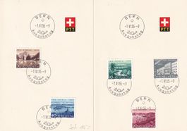Satz Pro Patria 1955 Ersttag auf PTT Faltblätter