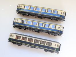 BEMO 3 x RhB/FLM Salonwagen Personenwagen Set - H0m