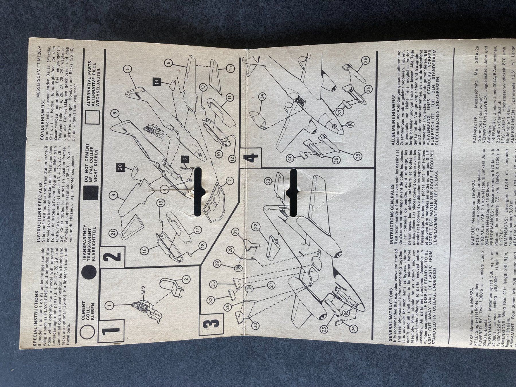 Airfix Kit di modellismo & Modellini statici: VINTAGE: Airfix Messerschmitt 262 1/72 – Usato da Höri venduto da Treblink 1