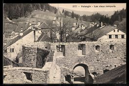 AK Valangin, Teilansicht mit Ruine, 1923