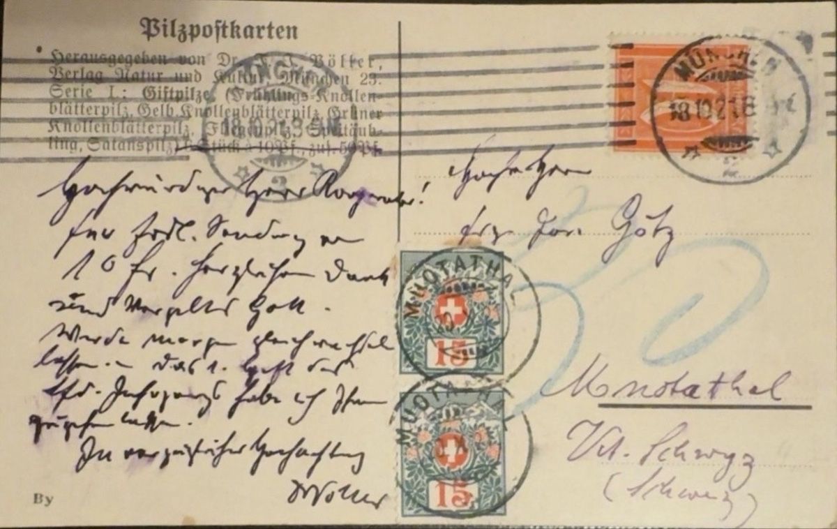 Cartoline postali: Pilzpostkarten Serie 1: Giftpilze mit Stempel – Usato da birsfelden venduto da tim0444