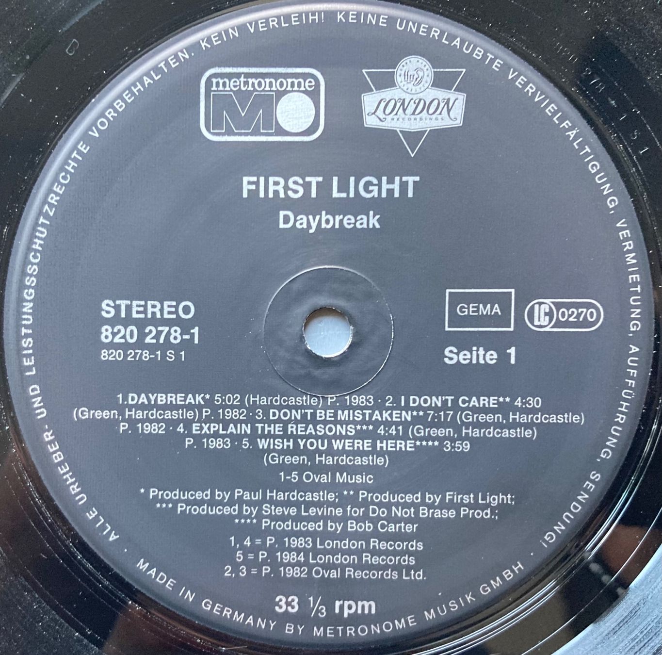 Dischi in vinile: PAUL HARDCASTLE & 1ST LIGHT - DAYBREAK – Usato da Poliez-Pittet venduto da Newtown-Records 2