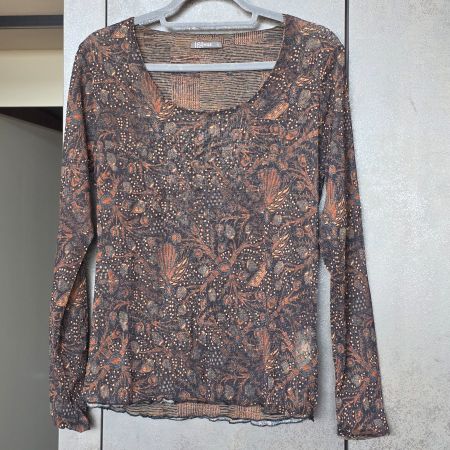 🐸 NILE BLUSE L PULLOVER OBERTEIL ROST BRAUN FLORALES MUSTE
