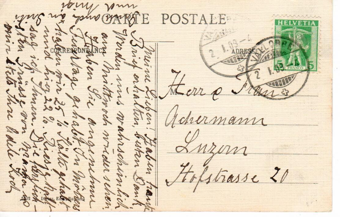 Ansichtskarten: Vallorbe 1909 – Gebraucht aus Wolhusen von Curver9 1