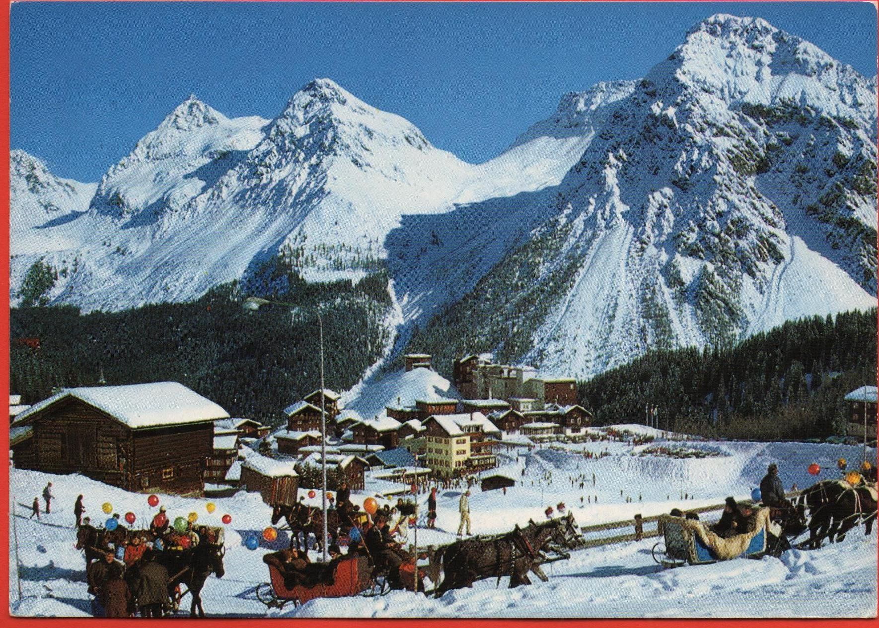 Cartoline postali: INNER-AROSA Schlittenfahrt – Usato da Jona venduto da philajona