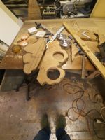 Futternapf Holz mit Schalen handgemacht Unikat guter Zustand