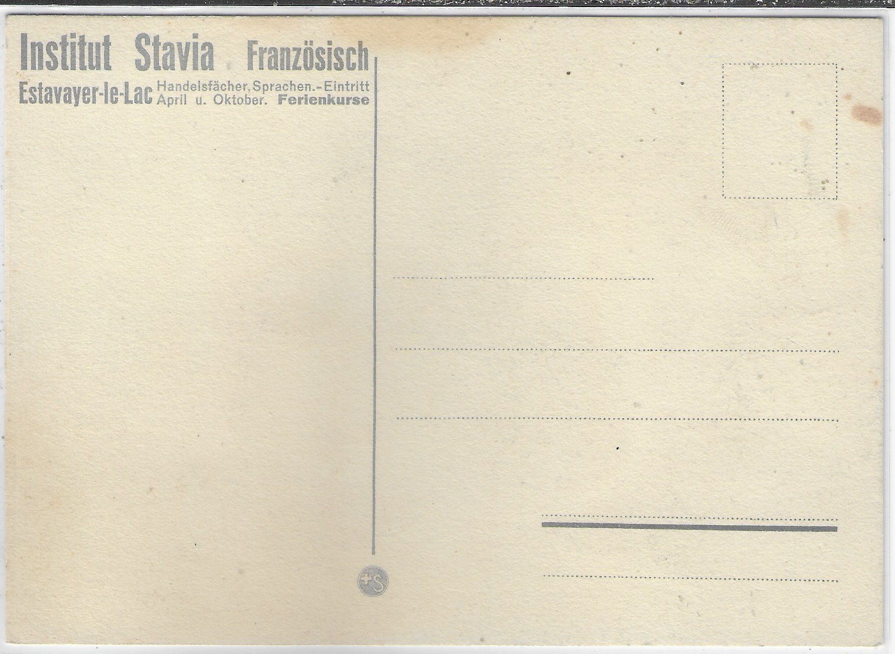 Cartoline postali: Institut Stavia - Estavayer-le-Lac – Usato da Ettingen venduto da Kartenplanet 1