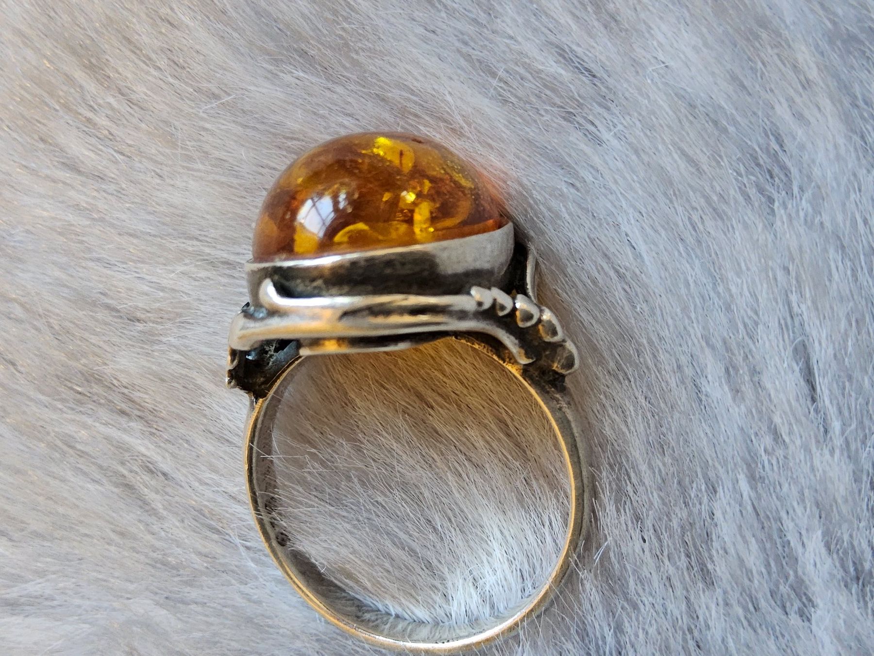 Anelli: Top luxuriöser Sterling Silber Bernstein Ring, Grösse 51 – Usato da Zürich venduto da helsan