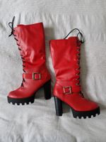 Rote Schnürstiefel, Gr. 37, Neu