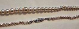 Edle Vintage Perlenkette im Verlauf – 800er Silber/Strass