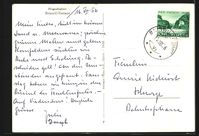 Cartoline postali: Beinwil-Freiamt, Totalansicht, Flugzeuga – Usato da Berlin venduto da bartko-reher 1