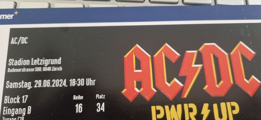 1 x AC DC ticket Zurich 29.06.2024 assis/sitting (Neu (gemäss ...
