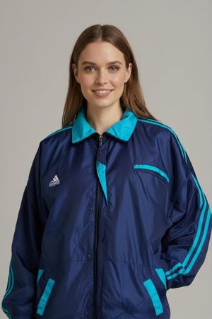 Vintage Adidas Equipment Windbreaker Jacke - Marine & Türkis
