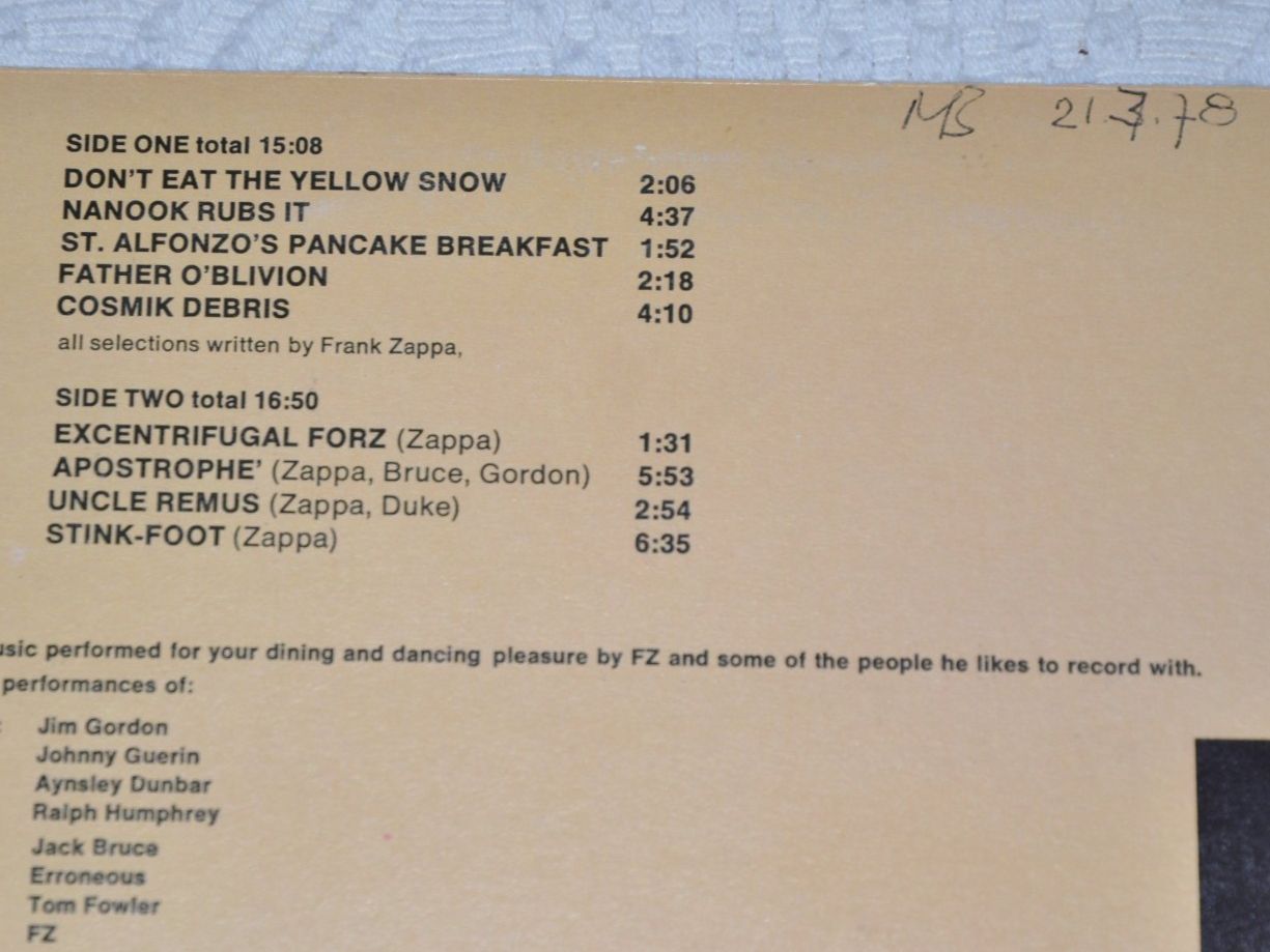 Dischi in vinile: LP Frank Zappa - Apostrophe (') – Usato da Boll venduto da Theodora15 2