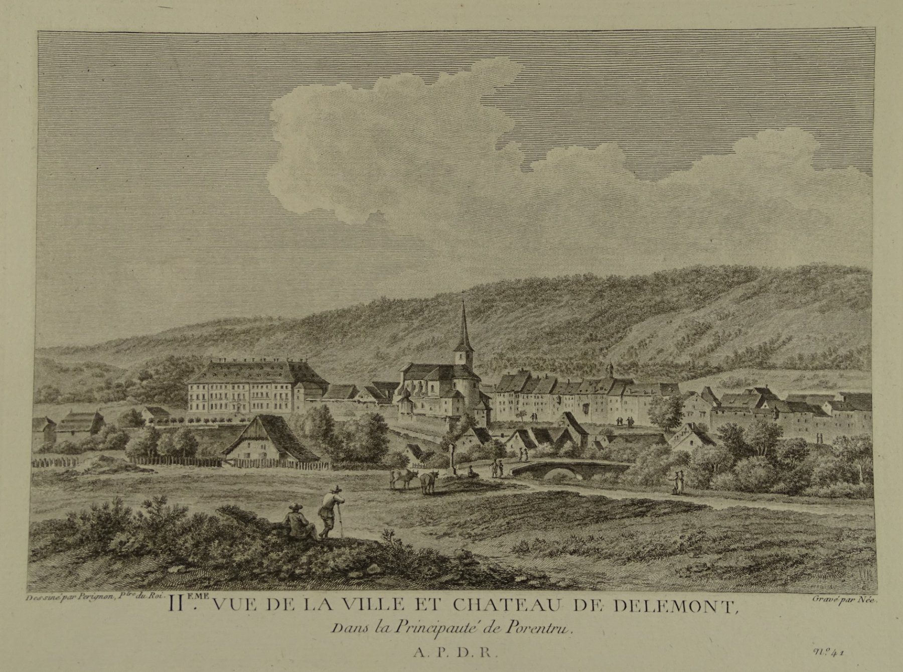 Incisioni: DELÉMONT, KUPFERSTICH 1780 – Usato da Grüningen venduto da Kartensammler 1