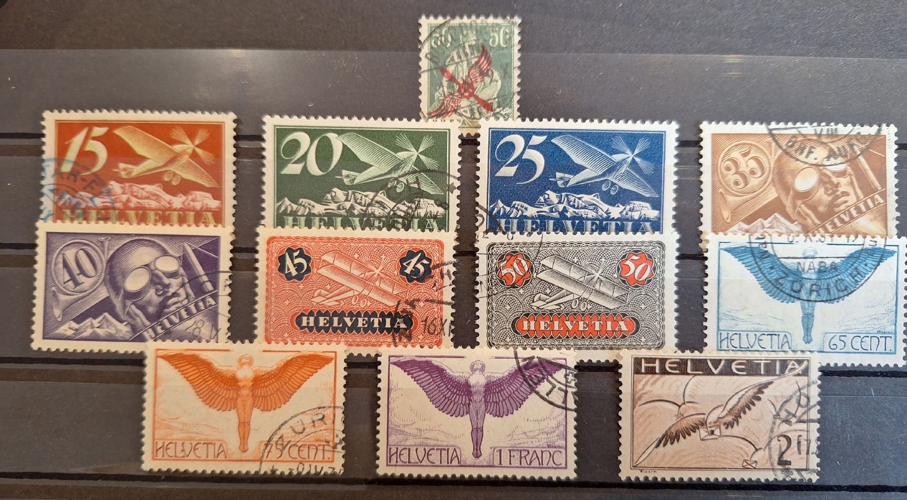 Tutti i francobolli: Flugpost F2 - F13 Kat. 910.- – Usato da Balgach venduto da SIMEON27