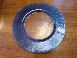 Unterteller Glas blau strukturiert DM 33 cm