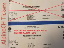 1 AnnenMayKantereit Sitz Kateg. 1 Samstag - RABATT -45% !