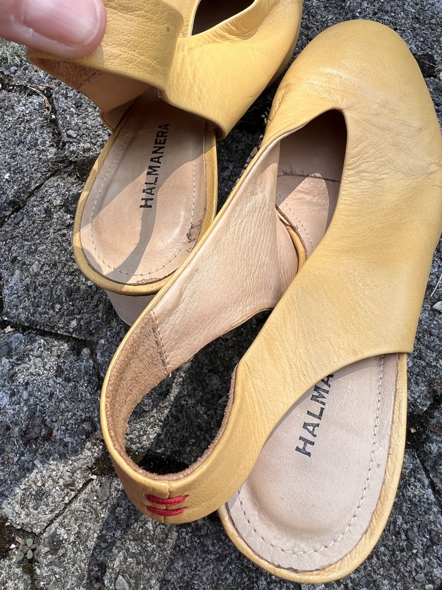 Damenschuhe: Sandalen Halmanera, Gr. 38, Leder gelb – Gebraucht aus Solothurn von Brini06 2