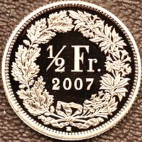 50 Rappen 2007 pp / aus Münzsatz  / in einer Münzkapsel