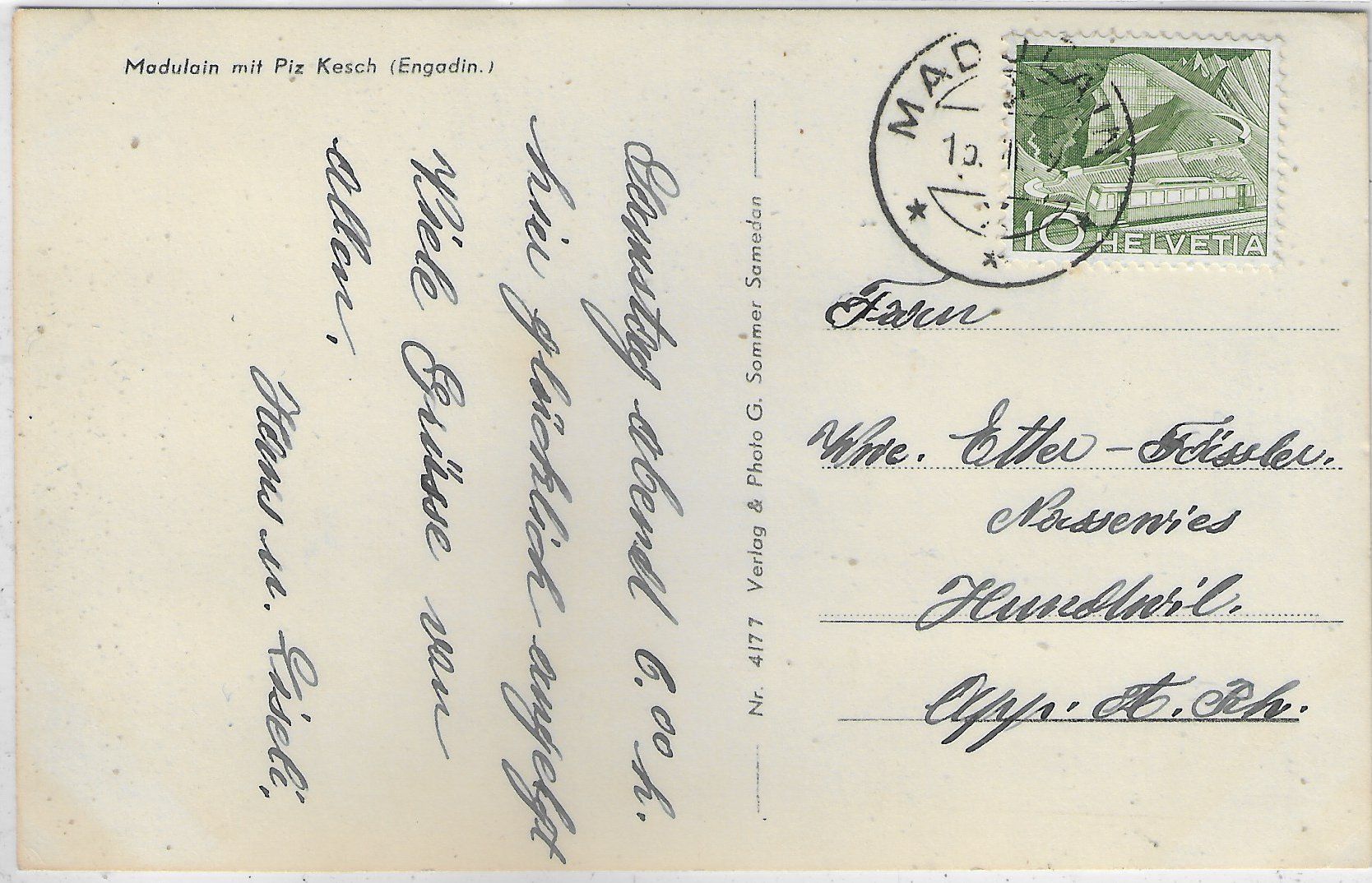 Cartoline postali: Madulein Madulain (Engadin) Generalansicht – Usato da Ettingen venduto da Kartenplanet 1