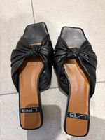 LAB Square Knot Slides, Black Leather, Size 39 - Summer!