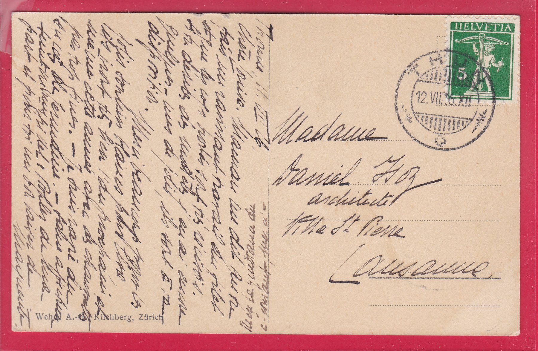 Cartoline postali: INTERLAKEN - HARDERBAHN, 12.7.1916 – Usato da Oberrieden venduto da Gebirgsstelze 1
