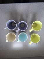 6er Set Becher/Tassen pastellfarben - Top Zustand