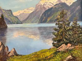 80x60/E. Frei/ Ölgemälde Bristenstock Vielwaldstättersee