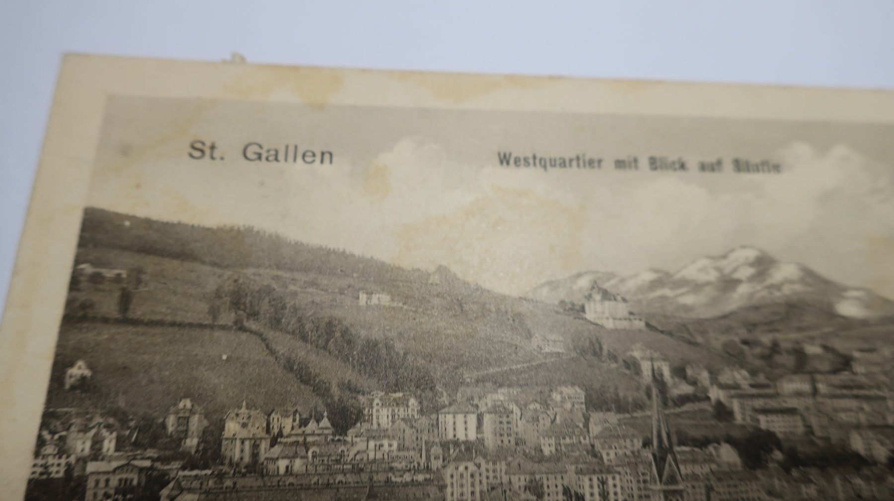 Cartoline postali: St. Gallen Westquartier mit Blick auf Säntis  1915 – Usato da Cormoret venduto da Pascalll2001 2