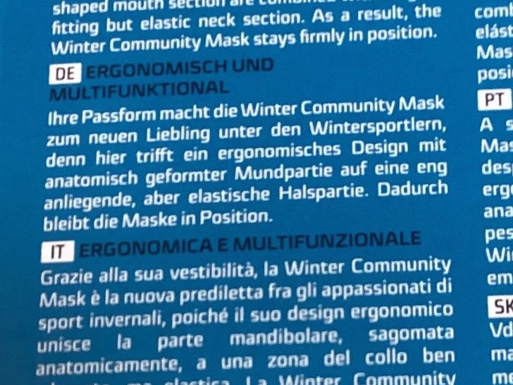 Protezione per viso e udito: Community Maske Winter, UYN, neu – Nuovo e nell'imballaggio originale da Wassen UR venduto da SABDOM 1