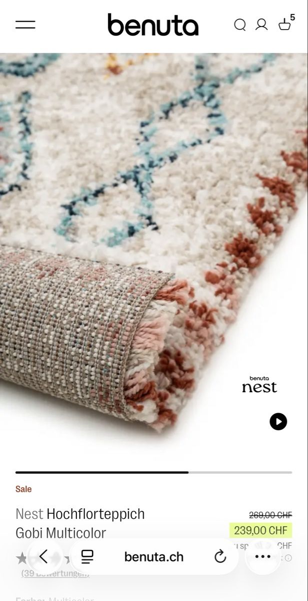 Tappeti: Benuta Nest Hochflorteppich Gobi Multicolor  – Usato da Basel venduto da wic_f7cf 2