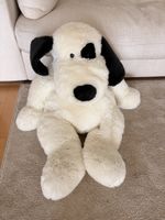 Grosser Plüschhund weiss schwarz guter Zustand