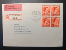 PRO JUVENTUTE  EXPRESS / R - BRIEF MIT BAHNSTEMPEL 1941