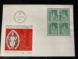 Schweiz 1975 Stempel+4er-Bl+Cachet 700 J Kathedrale Lausanne