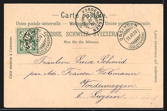 Ansichtskarten: Lithographie Schweizer Mann in Tracht – Gebraucht aus Berlin von bartko-reher 1