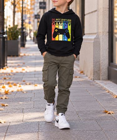 SWEAT À CAPUCHE GAMING NOIR POUR ENFANT
