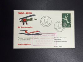 Swissair Sonderflugbrief Paris-Genf 1970