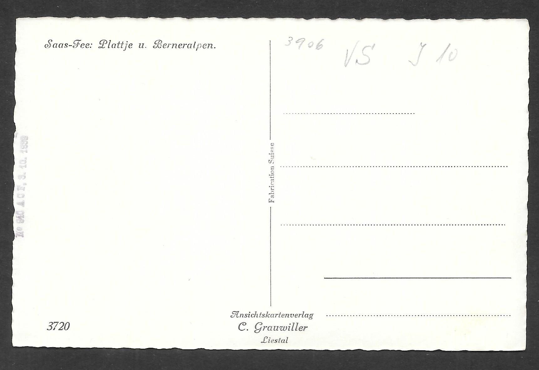 Cartoline postali: Saas Fee Plattje und Berneralpen – Usato da Olten venduto da clotaldi 1
