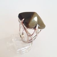 Modischer Obsidian-Ring, Silber 925, Grösse 17.8 mm