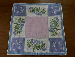 Taschentuch Blumenmuster Lila Blau guter Zustand