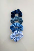 Stoff-Scrunchies, Haargummis, 4er Set, verschiedene Blautöne