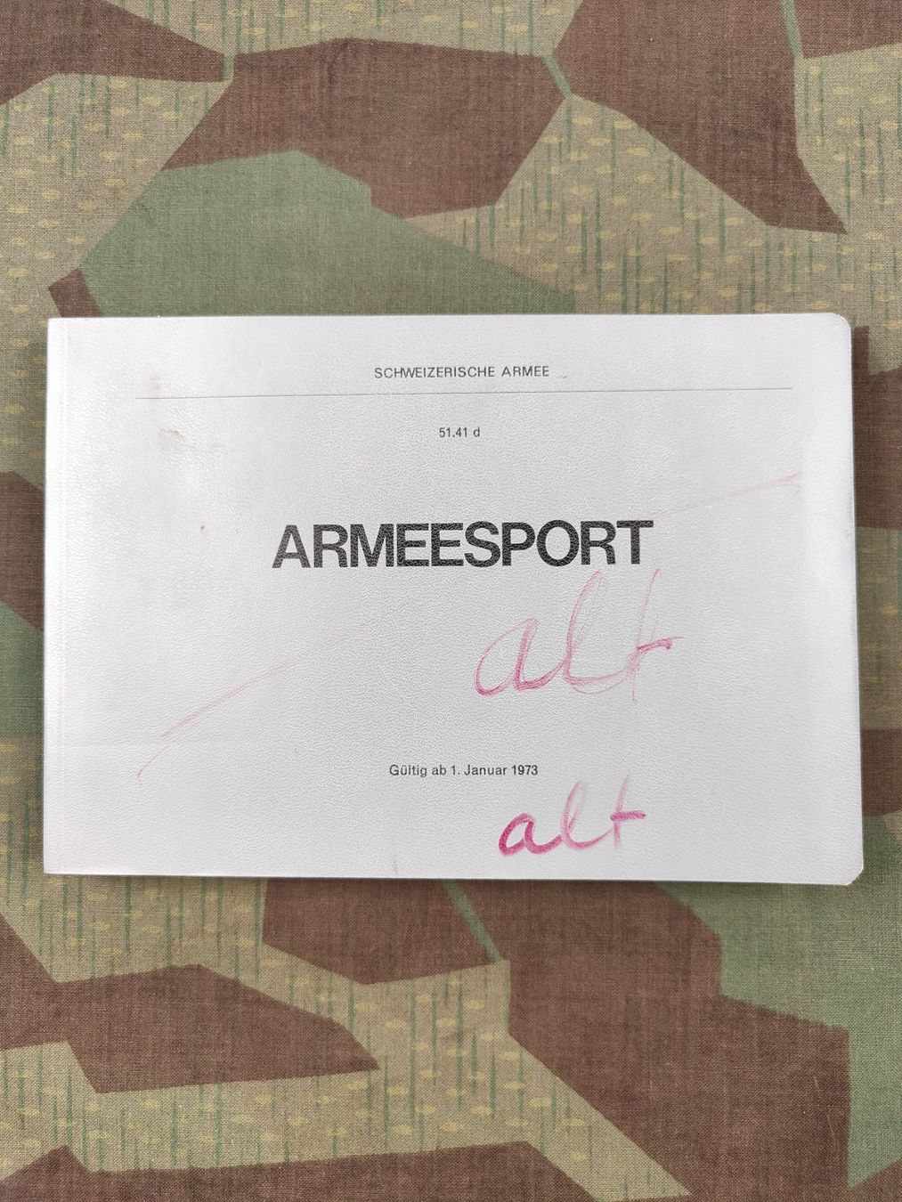 Schweizer Armee Uniformen:  Reglement 51.41 d, ARMEESPORT, 1973 – Gebraucht aus Bauma von SwissMilitaria
